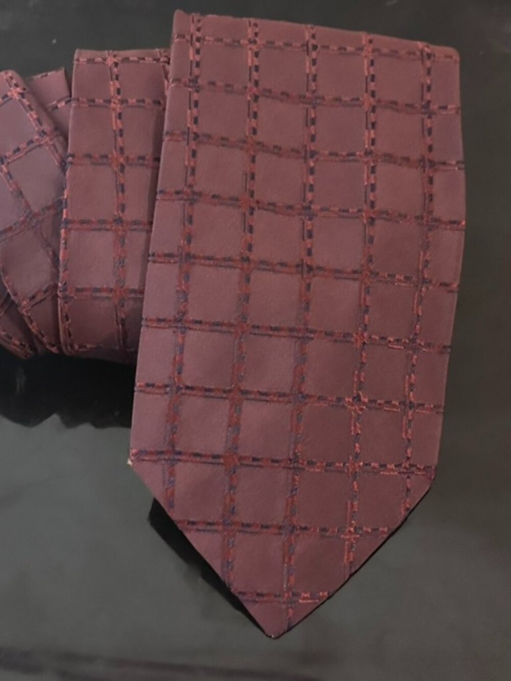 KENZO Silk Tie Modernist Neckwear Couture Solid Maroon Jacquard Silk Necktie